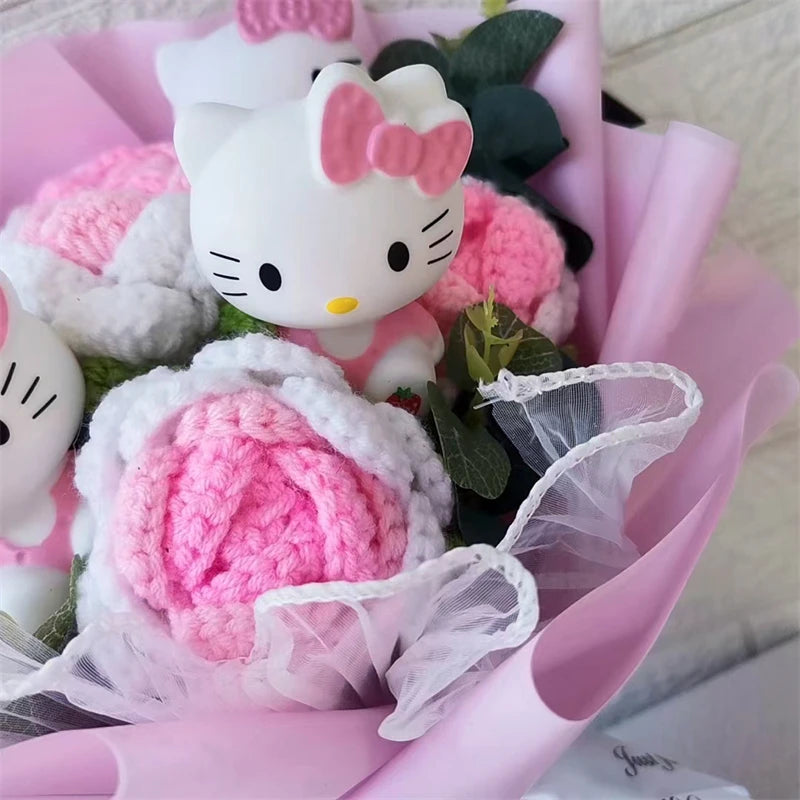 Hello Kitty Cartoon Plush Bouquet – Rose Flower Doll Arrangement for Home Decor & Gift (Valentine’s, Christmas & Wedding)