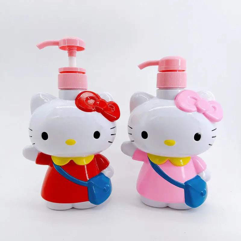 Hello Kitty Bathroom Pump Bottle Set – Shower Gel, Shampoo & Lotion Dispenser for Home & Travel