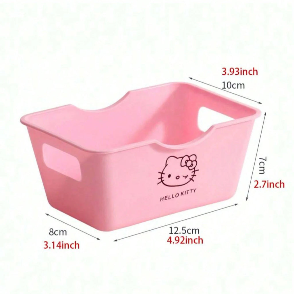 Hello Kitty Desktop Storage Basket – Multi-Functional Organizer Box Set for Cosmetics, Stationery & Snacks – Kawaii Room Decor