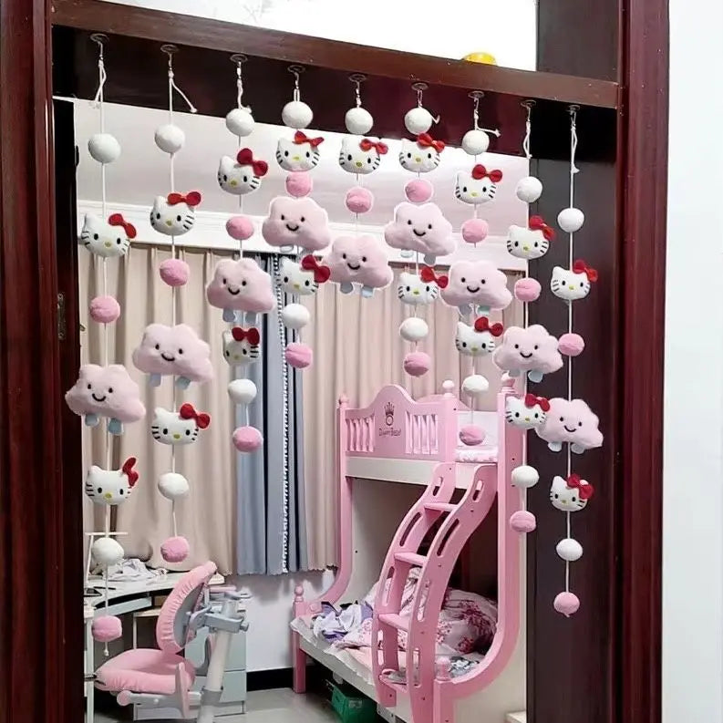 Sanrio Hello Kitty Cute Kawaii Cartoon Room Decoration Sweet Creative Animation Peripheral Partition Curtain Room Decoration