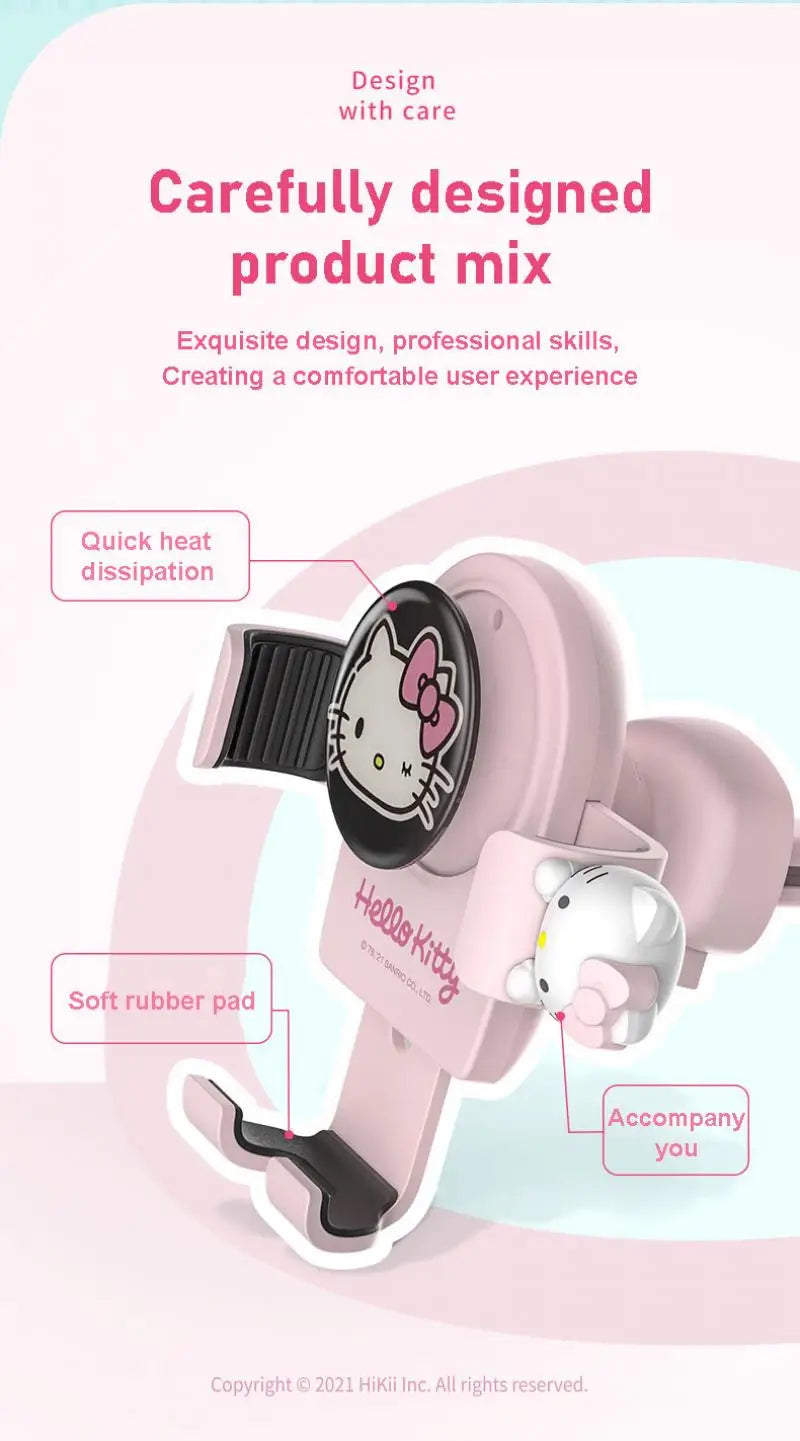 Hello Kitty Car Phone Mount with Aromatherapy Clip – Cute Air Vent & Suction Cup Holder for Navigation