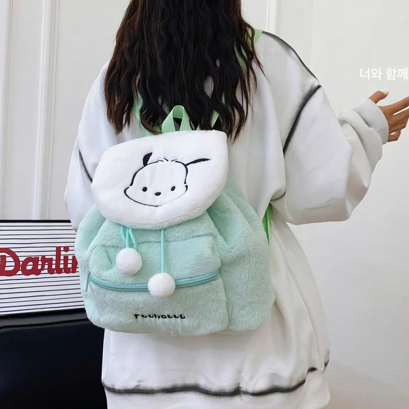 Sanrio Plush Backpack Cartoon Kuromi Melody Cute Backpack Female Sweet Backpack Doll Bag