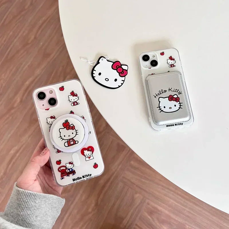 Hello Kitty MagSafe Wallet Phone Case – Magnetic Card Holder & Wireless Charging Cover for iPhone 13, 14, 15, 16 & 17 Pro Max
