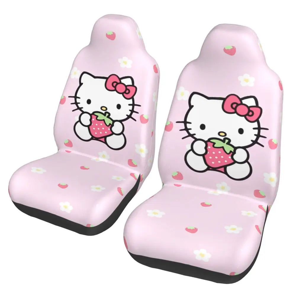 Hello Kitty Pink Leopard Car Seat Cover – Universal Four Seasons Seat Protector Cushion for Cars