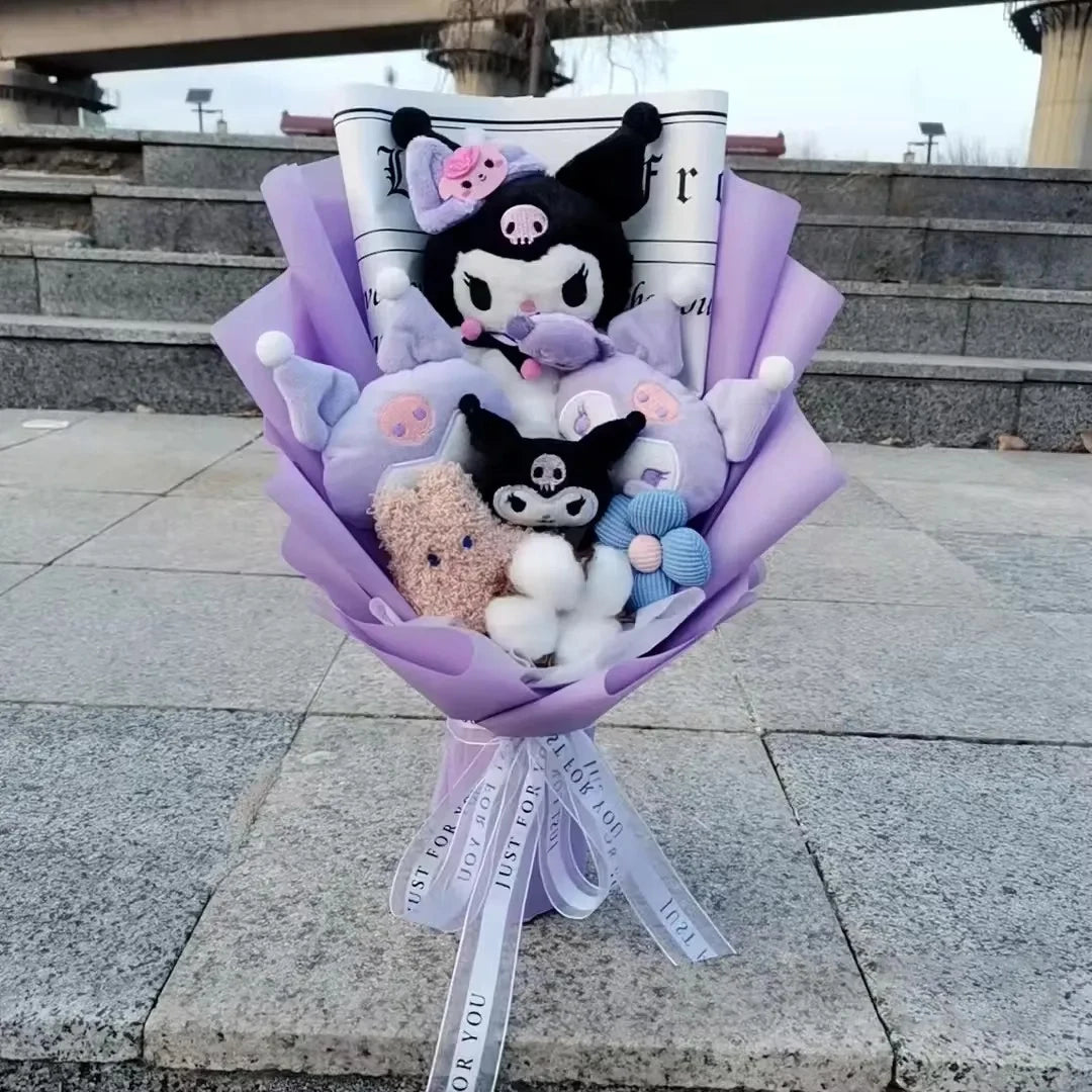 Hello Kitty Cartoon Plush Bouquet – Rose Flower Doll Arrangement for Home Decor & Gift (Valentine’s, Christmas & Wedding)