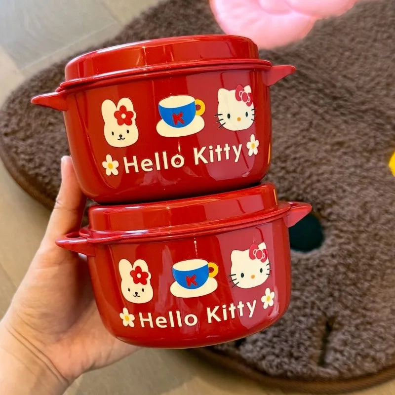 Hello Kitty Anime Lunch Box & Instant Noodle Bowl – PP Microwave-Safe Large Capacity Portable Food Container