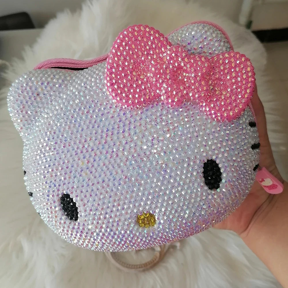 Hello Kitty Rhinestone Bling Leather Mini Bag – Cute Organizer for Earphones, Cables & Small Accessories