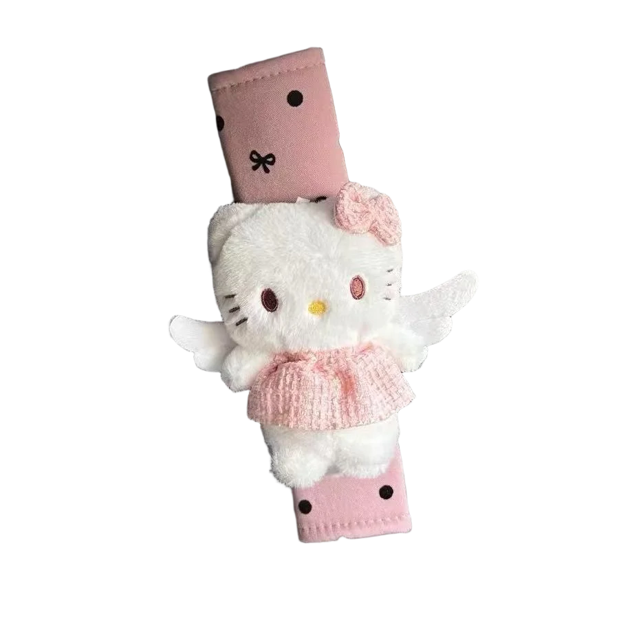 Hello Kitty Plush Seat Belt Shoulder Cover – Cute Cartoon Car Seat Belt Protector Cushion for Travel Comfort