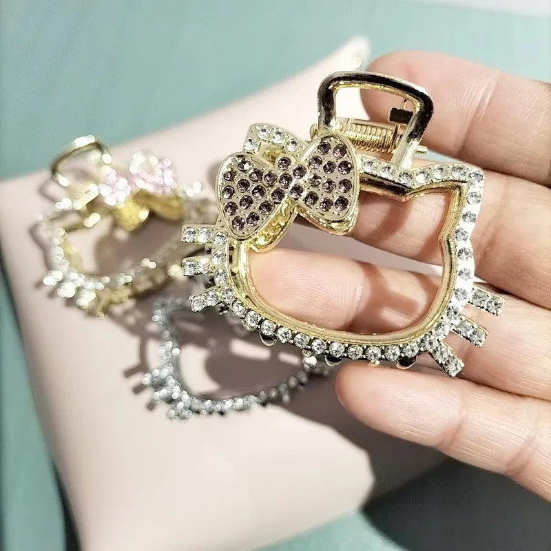 Hello Kitty Crystal Shark Hair Clip – Sparkling Rhinestone Hair Claw for Women & Girls