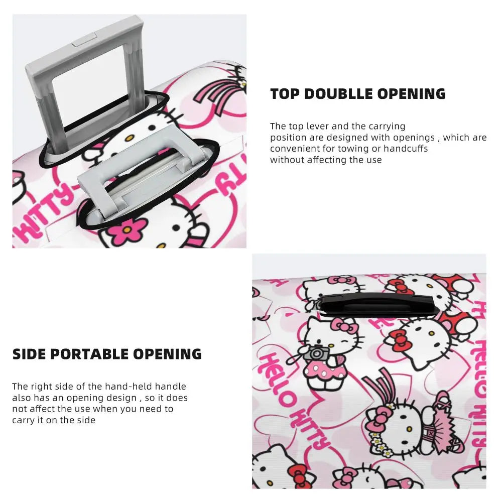 Custom Girls Kitten Classical Printing Luggage Cover Elastic Cute KT Cat Travel Suitcase Protective Covers Fits 18-32 Inch