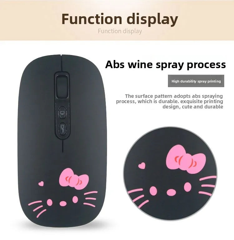 Cute cartoon character Hello kitty wireless Bluetooth dual-mode mouse Cute and fun rechargeable universal mouse Holiday gift
