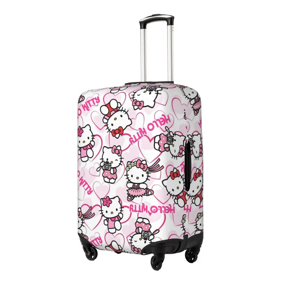 Custom Girls Kitten Classical Printing Luggage Cover Elastic Cute KT Cat Travel Suitcase Protective Covers Fits 18-32 Inch