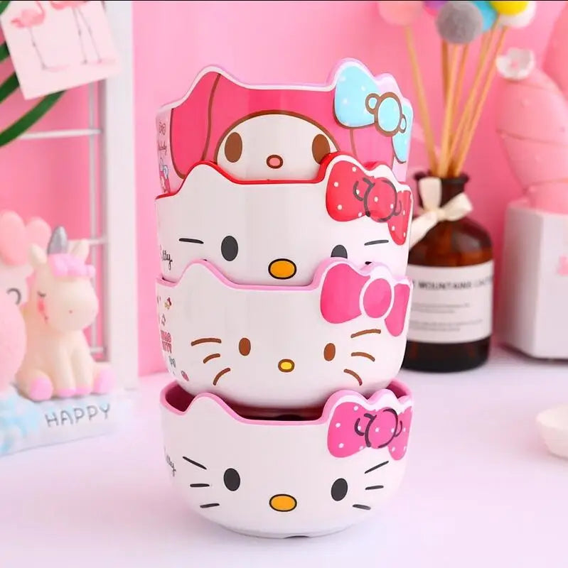 Kitty Unbreakable Kids Bowl with Large Capacity BPA-Free Dishwasher Safe Heat-Resistant Melamine Baby Tableware for Kids Adults