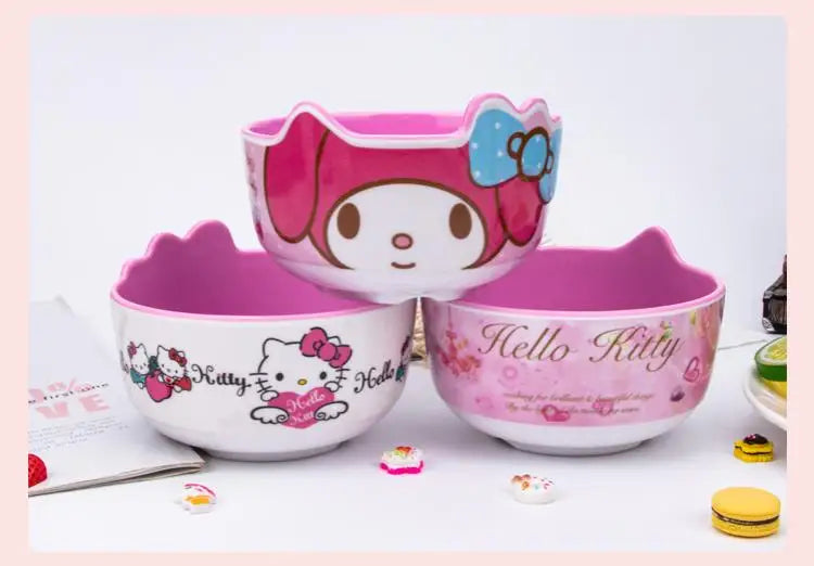 Kitty Unbreakable Kids Bowl with Large Capacity BPA-Free Dishwasher Safe Heat-Resistant Melamine Baby Tableware for Kids Adults
