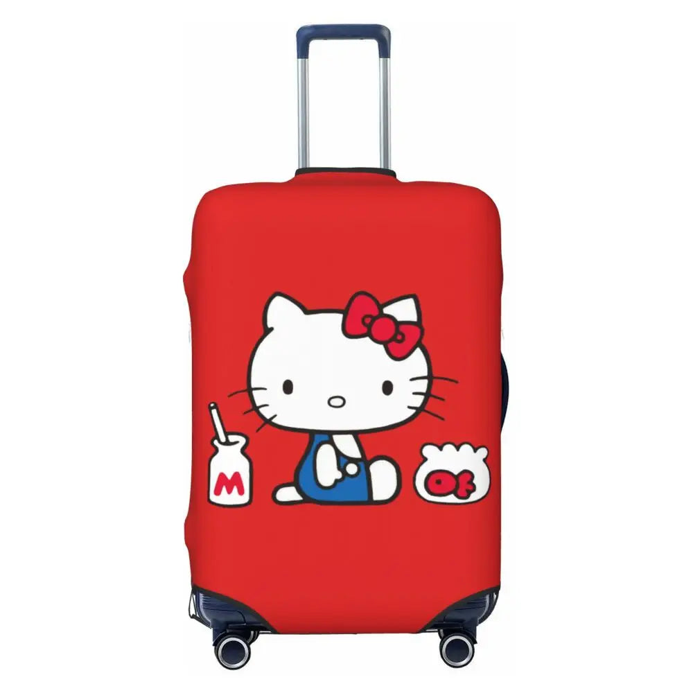 Custom Girls Kitten Classical Printing Luggage Cover Elastic Cute KT Cat Travel Suitcase Protective Covers Fits 18-32 Inch