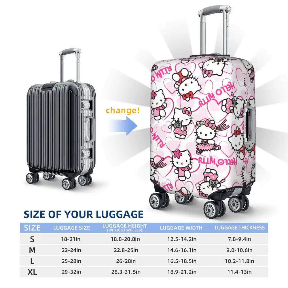Custom Girls Kitten Classical Printing Luggage Cover Elastic Cute KT Cat Travel Suitcase Protective Covers Fits 18-32 Inch