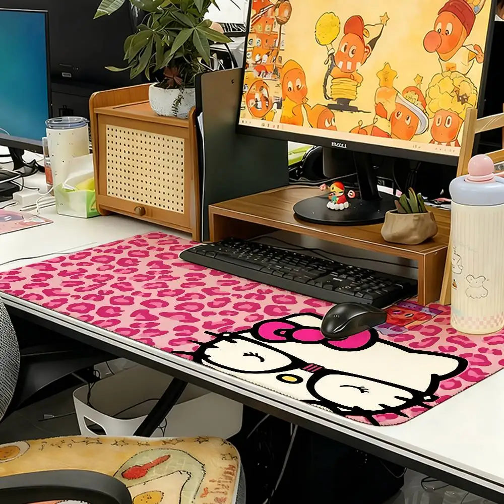 Kawaii Cartoon-H-hello-K-kittyS Cute Mouse Pad Computer Mat Deskpad Laptop Keyboard Mat Office Large Landscape Mousepad