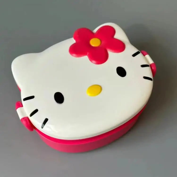 Kitty Double Layer Lunch Box Food Grade Leakproof Bento Box Cute Kawaii Design Portable Container for Office Workers