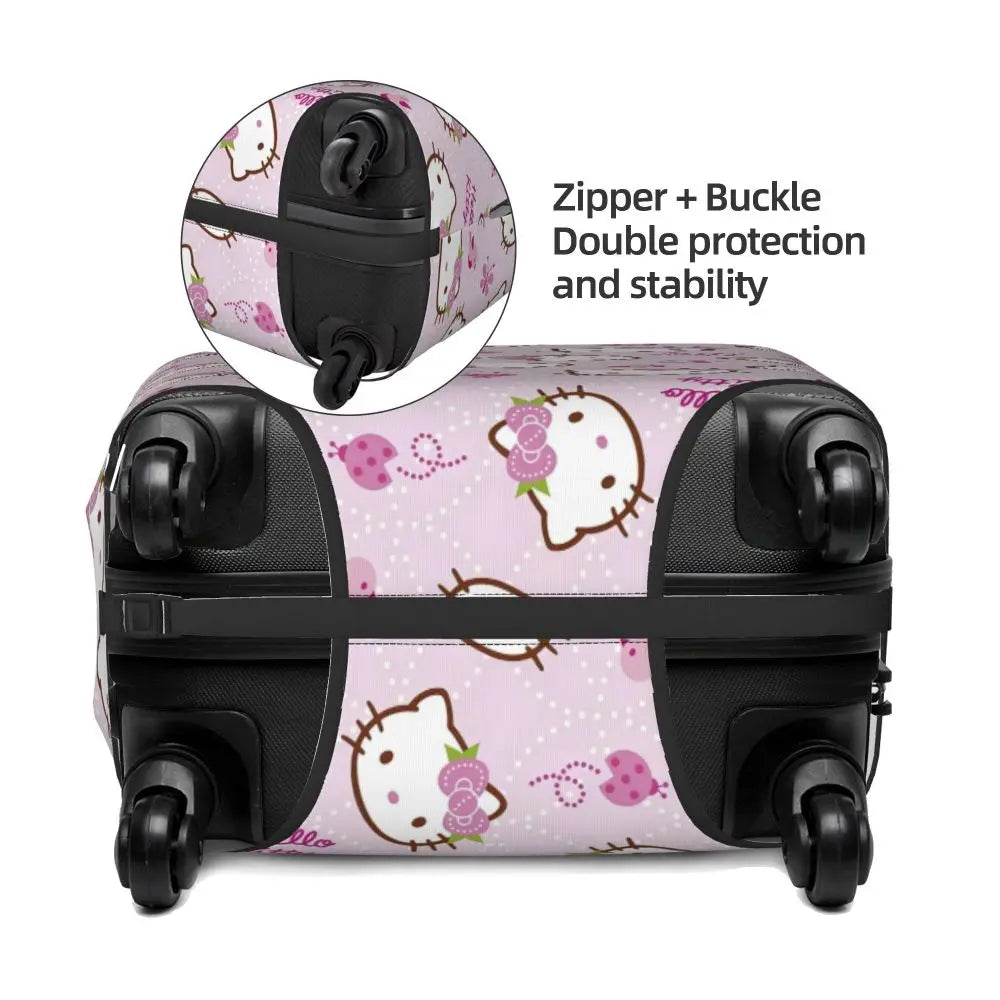 Custom Girls Kitten Classical Printing Luggage Cover Elastic Cute KT Cat Travel Suitcase Protective Covers Fits 18-32 Inch