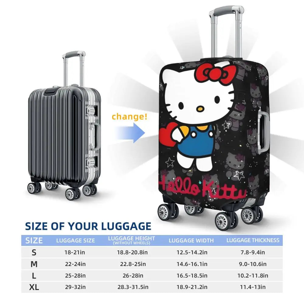 Custom Girls Kitten Classical Printing Luggage Cover Elastic Cute KT Cat Travel Suitcase Protective Covers Fits 18-32 Inch