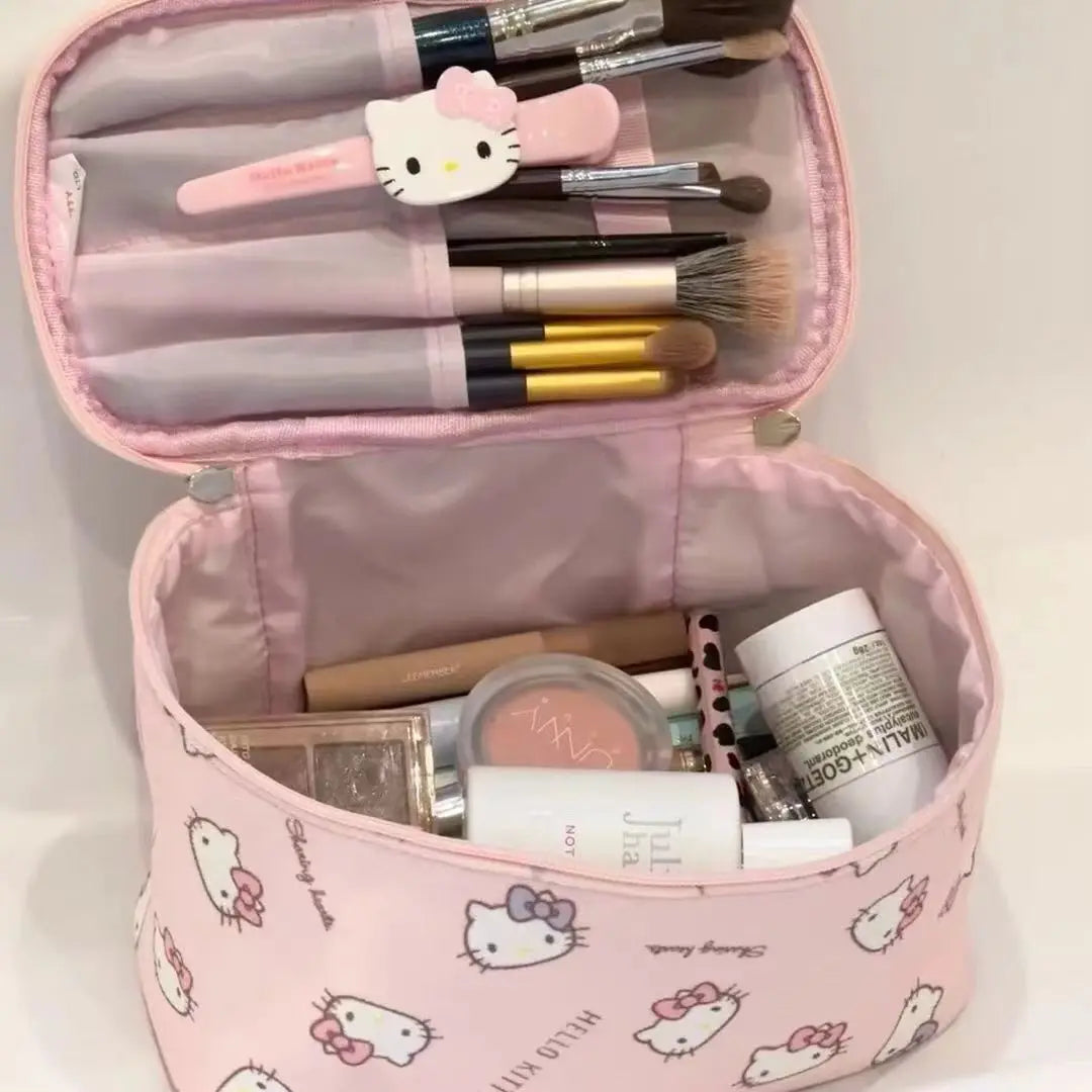 Hello Kitty Large Capacity Travel Makeup Bag – Portable Cosmetic & Toiletry Organizer with Compartments