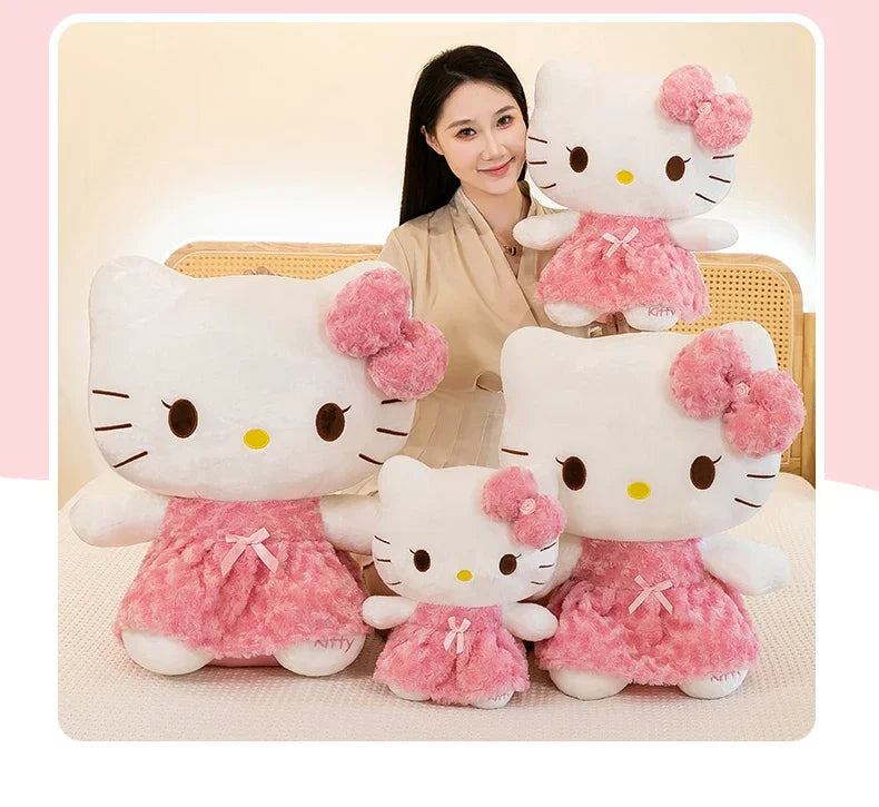 35cm Sanrio Hello Kitty Kawaii Rose My Melody Plush Toy Anime Cartoon Anime Big Size Soft Stuffed Doll Pillow Kids Birthday Gift