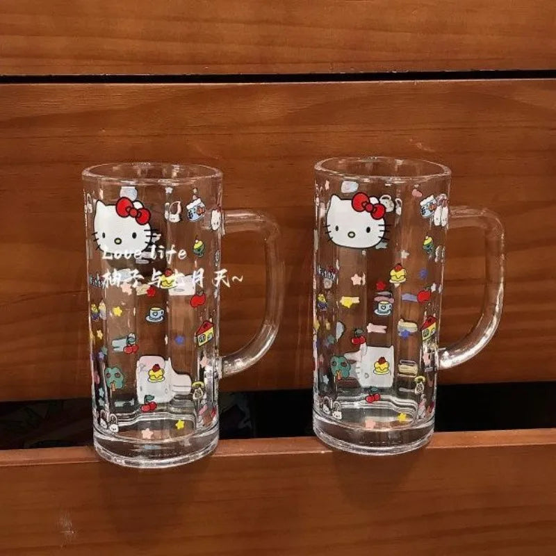 Sanrio Hello Kitty Glass Cup Yanzhijia Party Atmosphere Beer Mug Fashion Simple Cartoon Send To Friends Birthday Gift Cute 2026