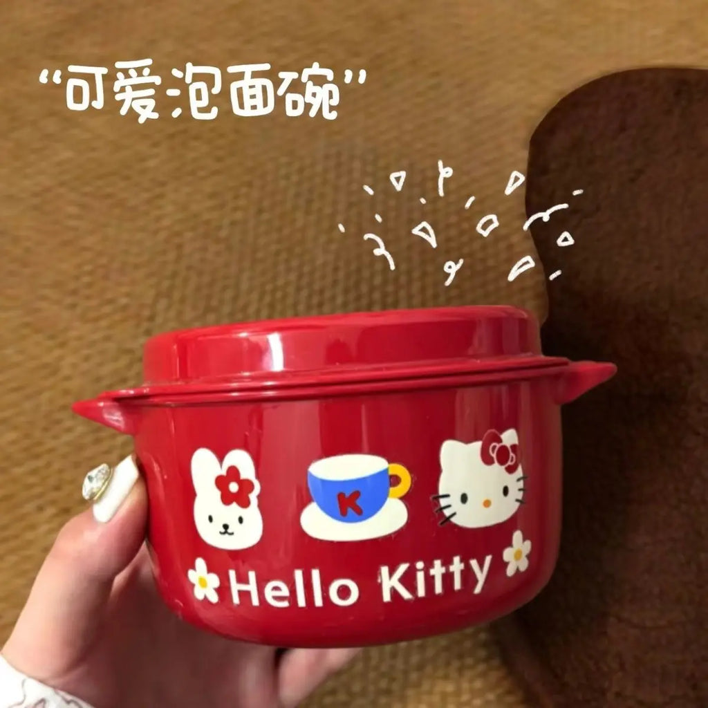 Hello Kitty Anime Lunch Box & Instant Noodle Bowl – PP Microwave-Safe Large Capacity Portable Food Container