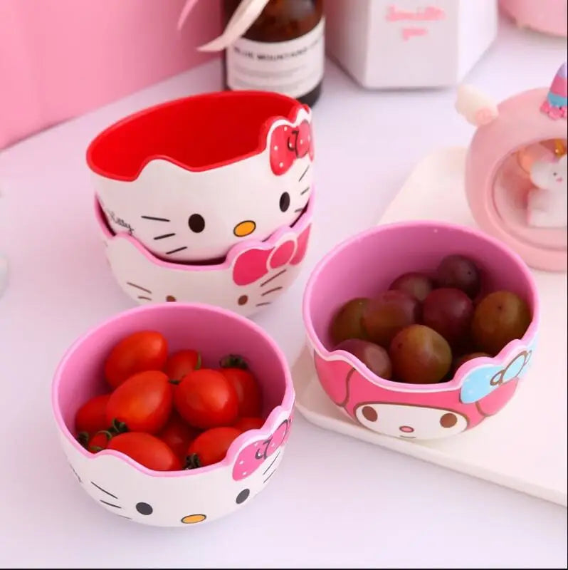 Kitty Unbreakable Kids Bowl with Large Capacity BPA-Free Dishwasher Safe Heat-Resistant Melamine Baby Tableware for Kids Adults