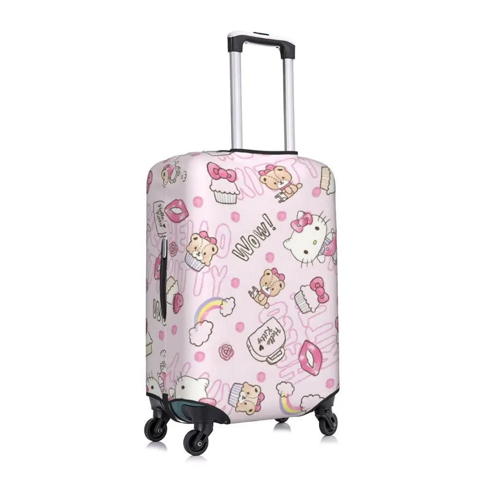 Custom Girls Kitten Classical Printing Luggage Cover Elastic Cute KT Cat Travel Suitcase Protective Covers Fits 18-32 Inch