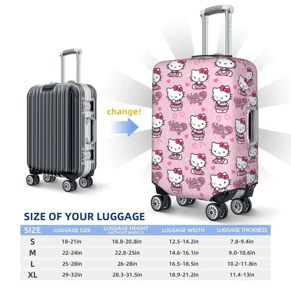 Custom Girls Kitten Classical Printing Luggage Cover Elastic Cute KT Cat Travel Suitcase Protective Covers Fits 18-32 Inch
