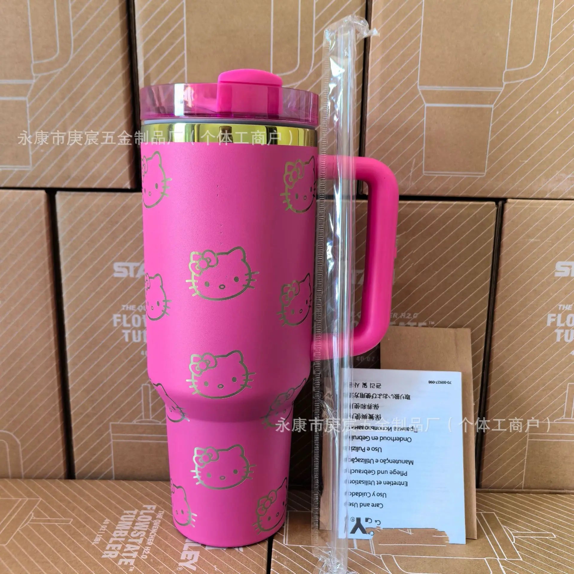 Hello Kitty Thermal Cup with Handle – Large Capacity Insulated Car Tumbler – Stainless Steel Ice Cup Water Bottle Mug for Girls Daily Outdoor Use