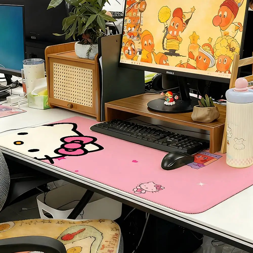 Kawaii Cartoon-H-hello-K-kittyS Cute Mouse Pad Computer Mat Deskpad Laptop Keyboard Mat Office Large Landscape Mousepad