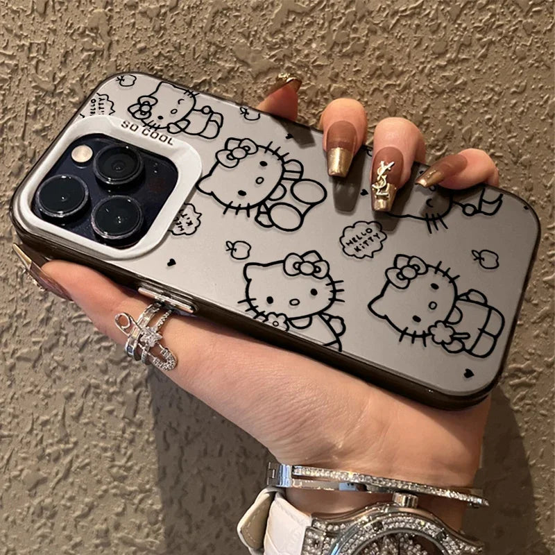 Lovely Lines Hello Kitty Phone Case for IPhone 17 16 15 14 13 12 11 Pro Max Plus 17 Air 16E X XR XS Max Shockproof Back Cover