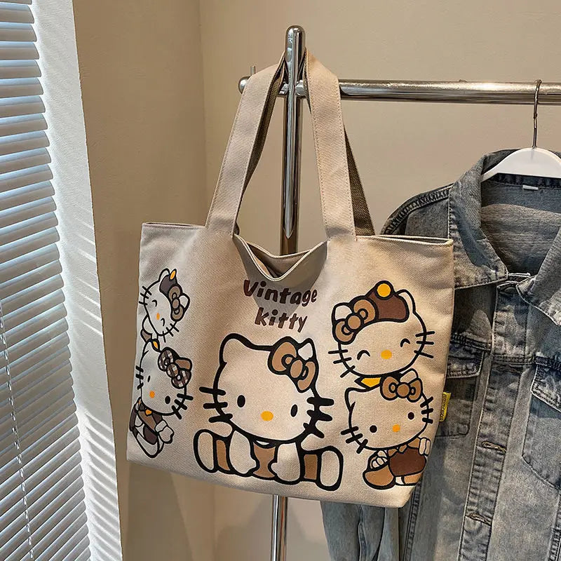 Hello Kitty Handbag Cute Cartoon Versatile Large Capacity Handbag Women Supplies Desktop Accessories Student Gift Wholesale