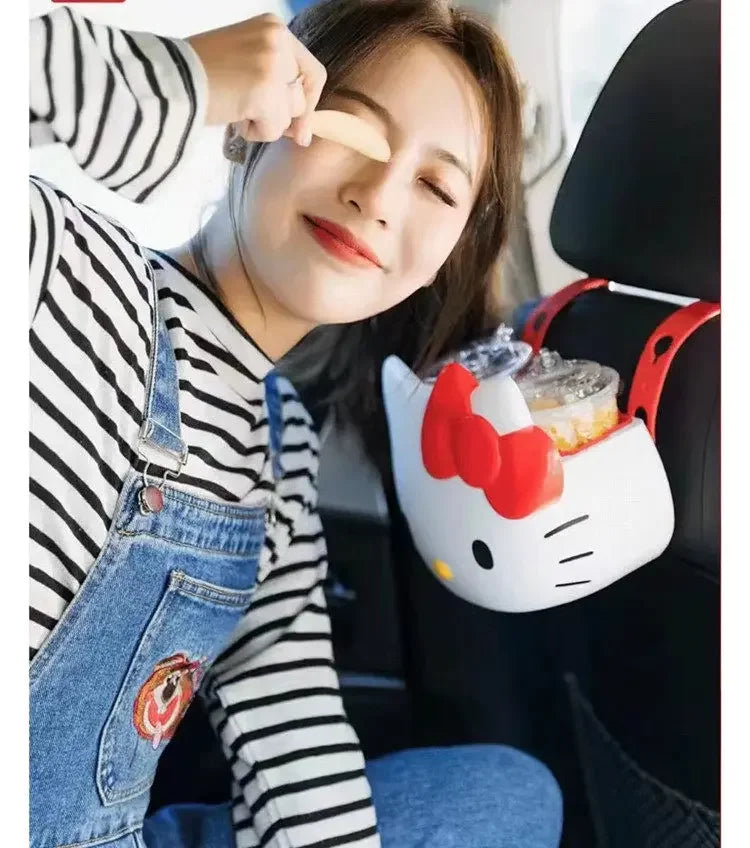 Hello Kitty Car Storage Organizer – Cute Sanrio Backseat Storage Box & Handheld Storage Basket for Car Accessories