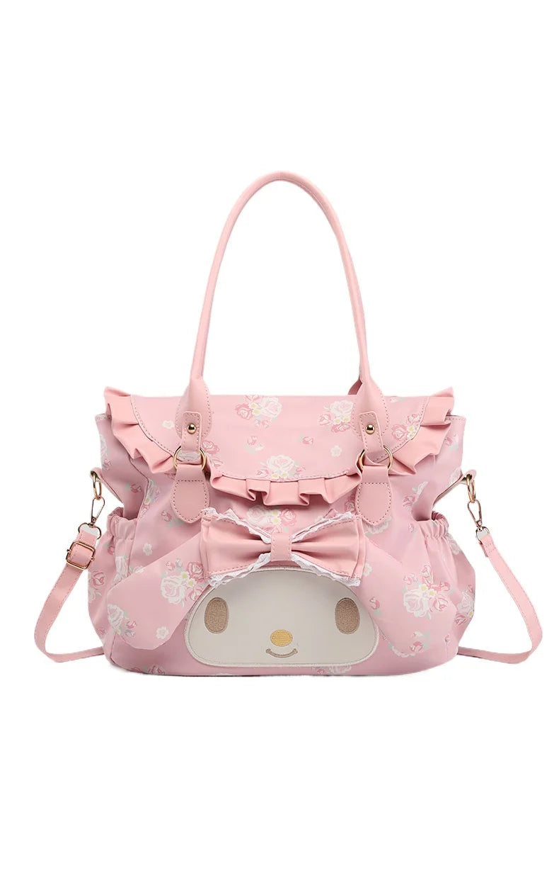 My Melody Cartoon Cute Shoulder Bag – Large Capacity Tote Bag, Handheld & Shoulder Purse, Kawaii Floral Commuter Bag, Birthday Gift for Women & Girls