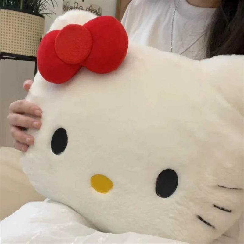 Hello Kitty Plush Head Pillow – Cute Cartoon Cushion for Sofa, Bed, Car & Nap Time Comfort