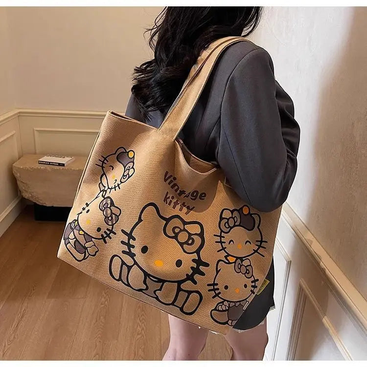 Hello Kitty Handbag Cute Cartoon Versatile Large Capacity Handbag Women Supplies Desktop Accessories Student Gift Wholesale
