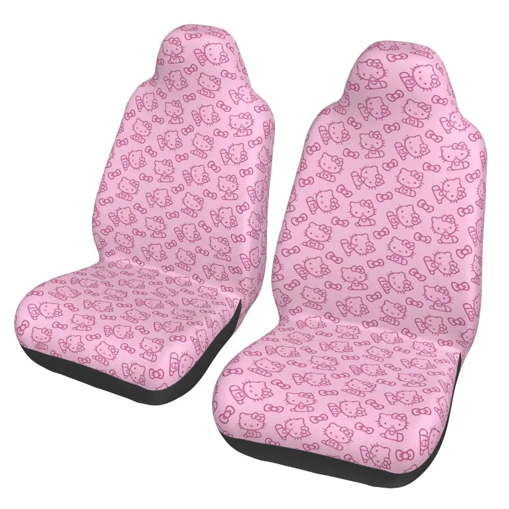 Hello Kitty Pink Leopard Car Seat Cover – Universal Four Seasons Seat Protector Cushion for Cars