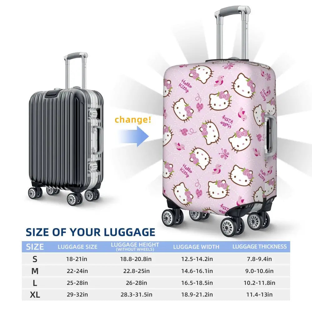 Custom Girls Kitten Classical Printing Luggage Cover Elastic Cute KT Cat Travel Suitcase Protective Covers Fits 18-32 Inch