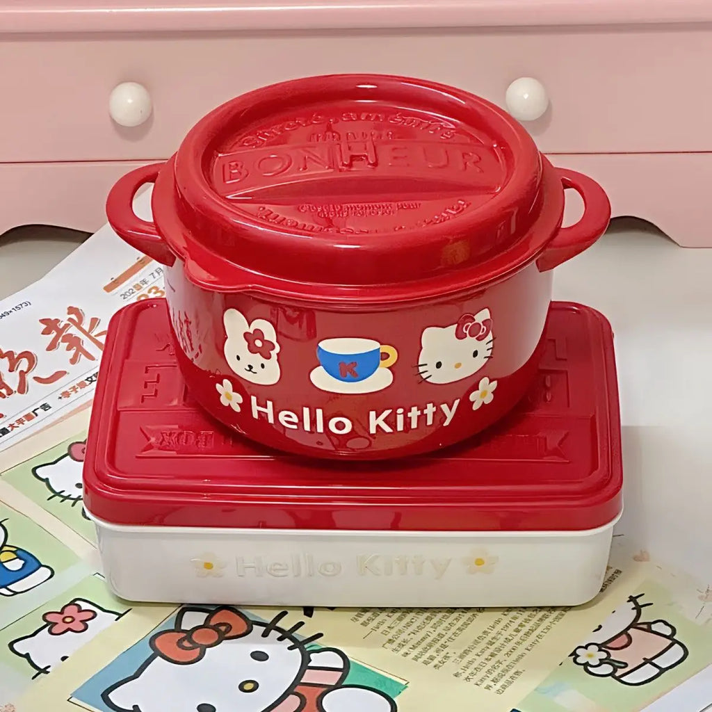 Hello Kitty Anime Lunch Box & Instant Noodle Bowl – PP Microwave-Safe Large Capacity Portable Food Container
