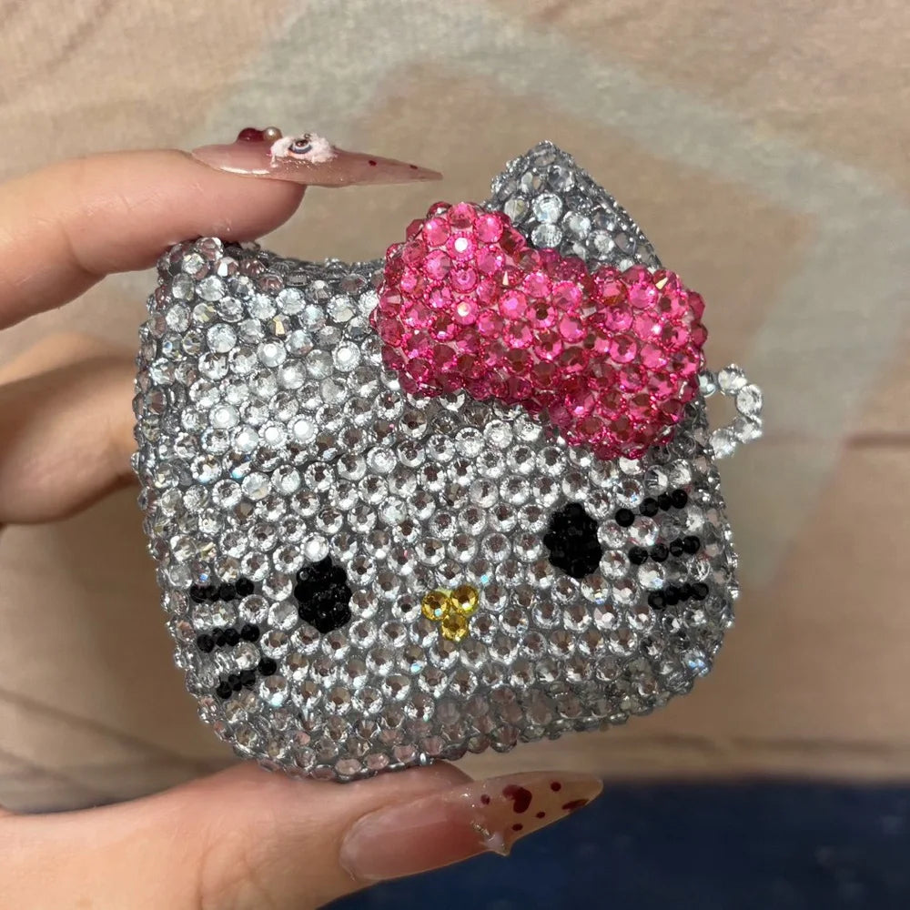 Hello Kitty Rhinestone Bling AirPods Case – Crystal Protective Cover with Keychain for AirPods Pro & AirPods