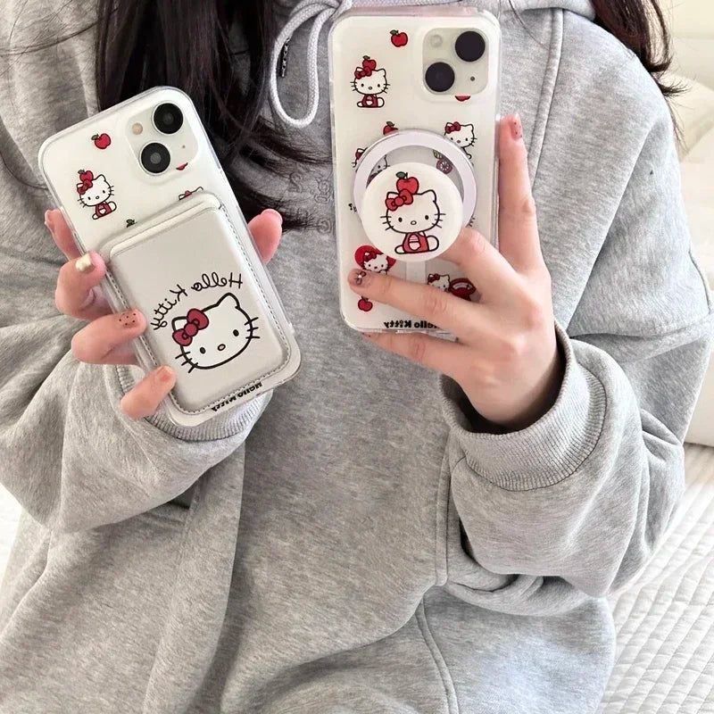 Hello Kitty MagSafe Wallet Phone Case – Magnetic Card Holder & Wireless Charging Cover for iPhone 13, 14, 15, 16 & 17 Pro Max