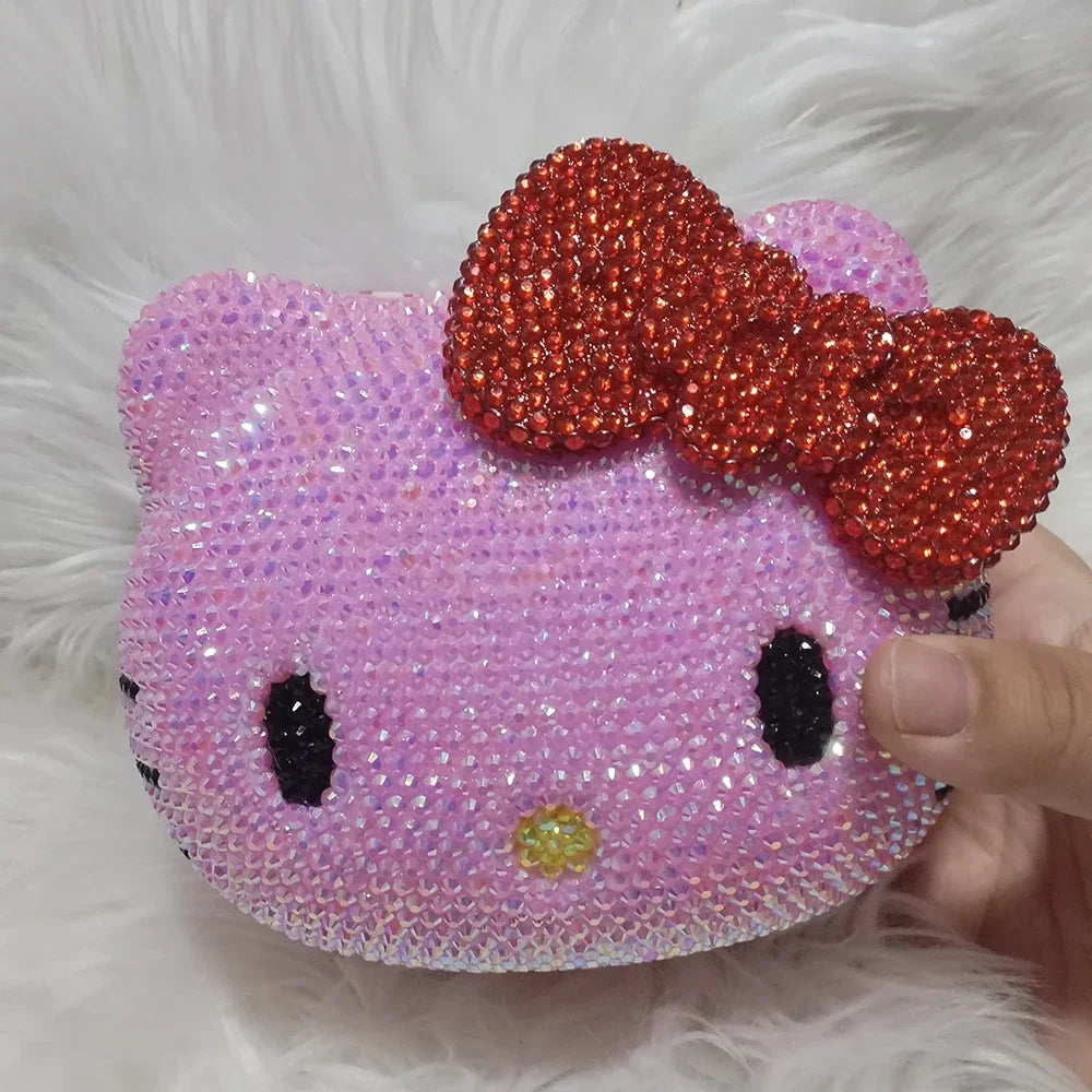 Hello Kitty Rhinestone Bling Leather Mini Bag – Cute Organizer for Earphones, Cables & Small Accessories
