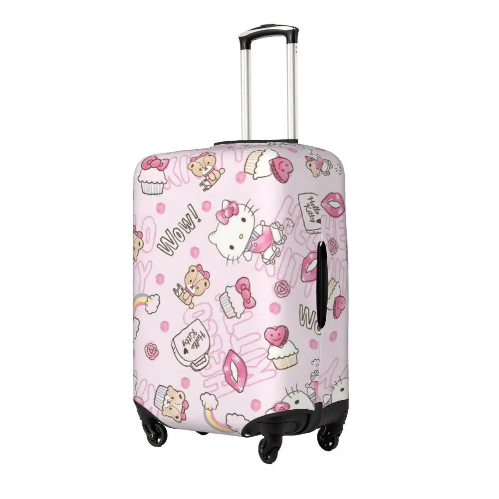 Custom Girls Kitten Classical Printing Luggage Cover Elastic Cute KT Cat Travel Suitcase Protective Covers Fits 18-32 Inch