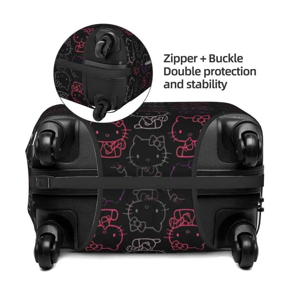 Custom Girls Kitten Classical Printing Luggage Cover Elastic Cute KT Cat Travel Suitcase Protective Covers Fits 18-32 Inch