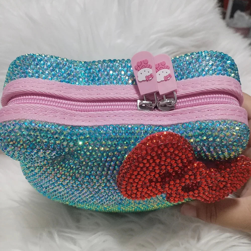 Hello Kitty Rhinestone Bling Leather Mini Bag – Cute Organizer for Earphones, Cables & Small Accessories