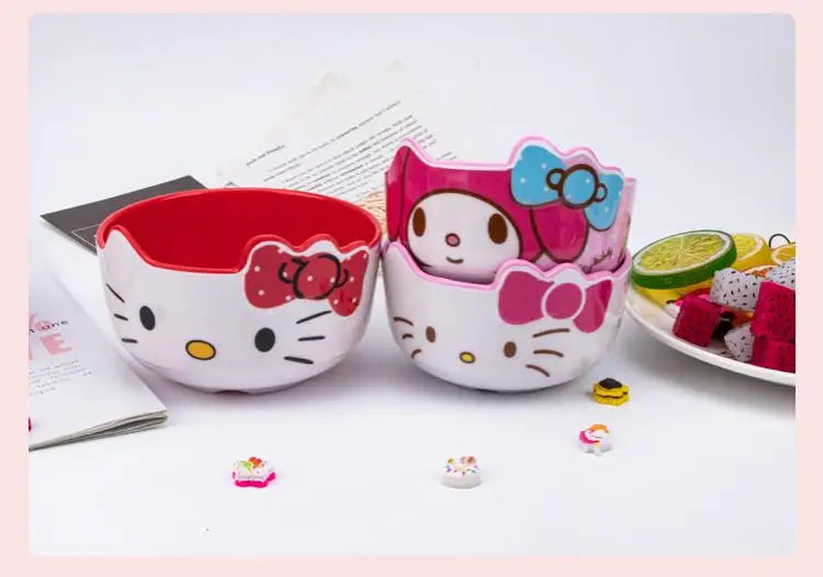Kitty Unbreakable Kids Bowl with Large Capacity BPA-Free Dishwasher Safe Heat-Resistant Melamine Baby Tableware for Kids Adults