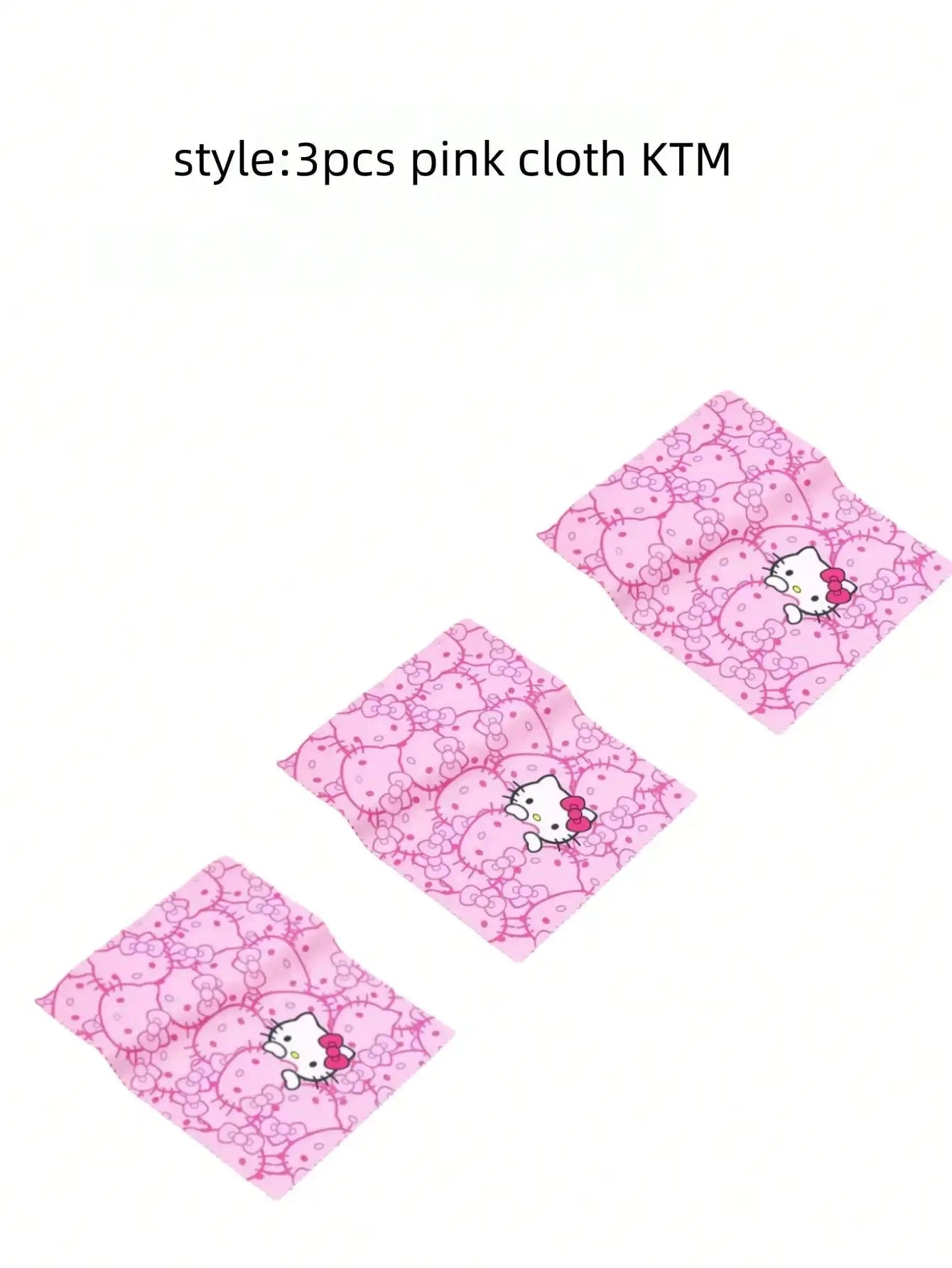 3pcs Hello Kittys glasses case and cloth Pink cat head design Soft microfiber Used to clean and put  glasses, mobile phones
